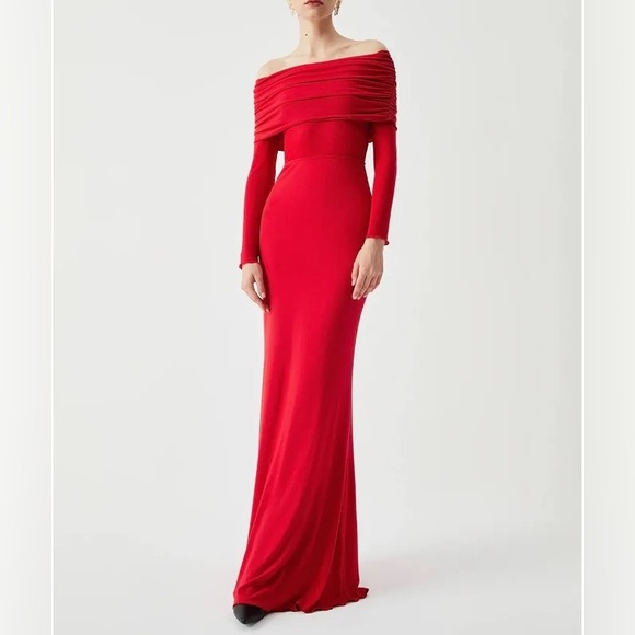 Commense Semi-Sheer Off-Shoulder Mesh Long Sleeve Long Dress - NWT - Size Small - Picture 1 of 9